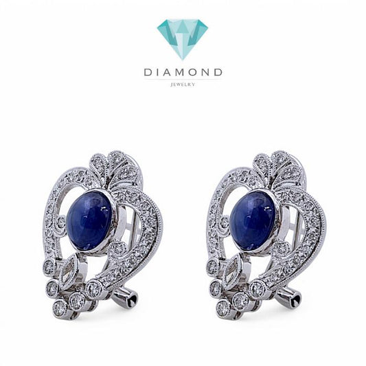 Blue Sapphire Diamond Earring / Diamond Jewelry
