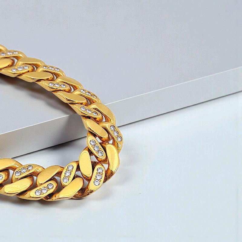 Cuba Diamond Bracelet 17K / Gelang Berlian Sisik Naga 17K / Diamond Jewelry 64258SM