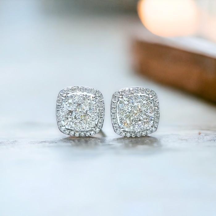 Cushion diamond earring 18k-Diamond Jewelry