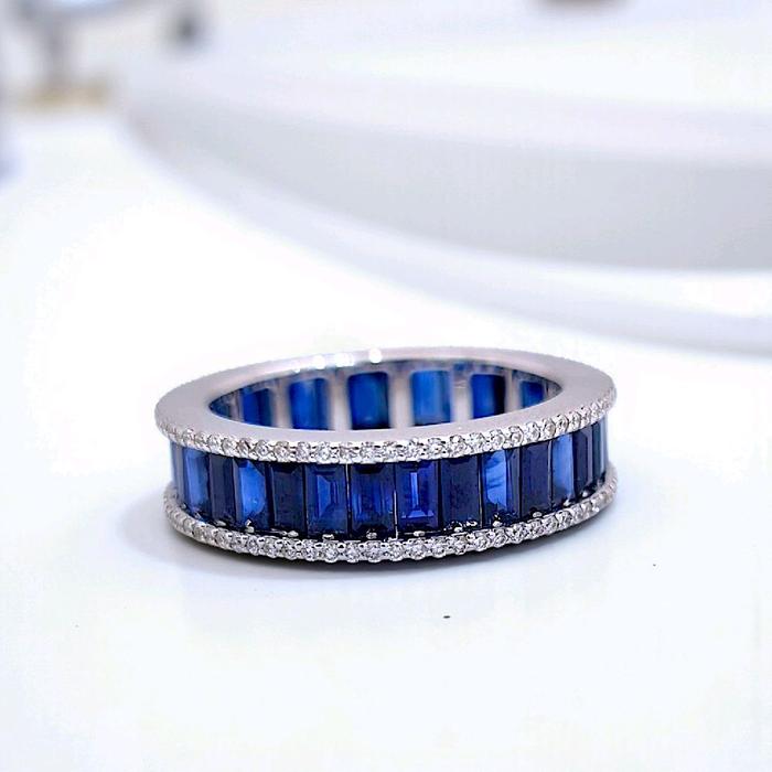 Blue Sapphire Full Diamond Ring 18K / Cincin Blue Sapphire Full Berlian / Diamond Jewelry-1BA543SDNEW-HT