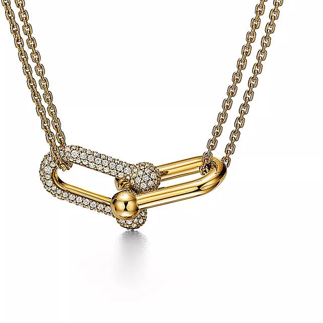 Hardware Tif Pendant Necklace 18K Rose Gold Diamond Jewelry