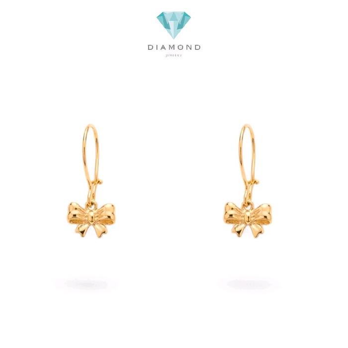Kids Gold Ribbon Earring 16K / Anting Emas Anak Pita 16K / Diamond Jewelry / 434AMS141LS