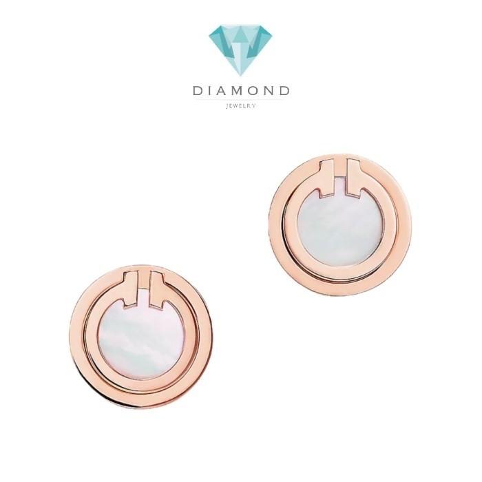 Round T pearl 18k rose gold earring- Diamond Jewelry