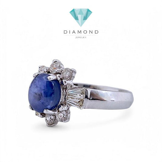 Blue Sapphire Diamond Ring 18K / Diamond Jewelry