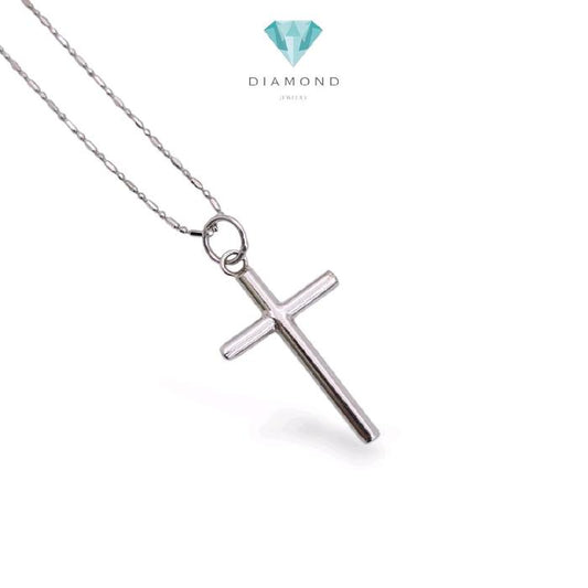 Plain White Gold Cross Pendant 18K / Liontin Salib Emas Putih Polos 18K / Diamond Jewelry /202LMSLS2