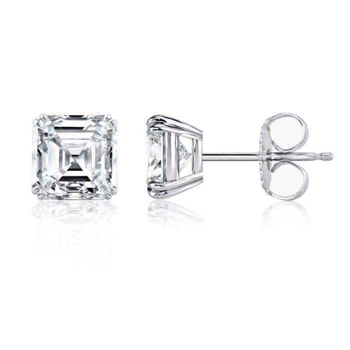 Asscher Cut AD Kristal Earring 750K Gold Diamond Jewelry-364AMS2LS-HT
