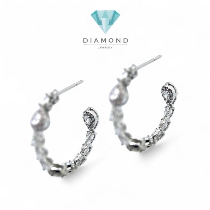 Hoop Tear Earring Diamond 18K-Diamond Jewelry-1AB3120AN-HT