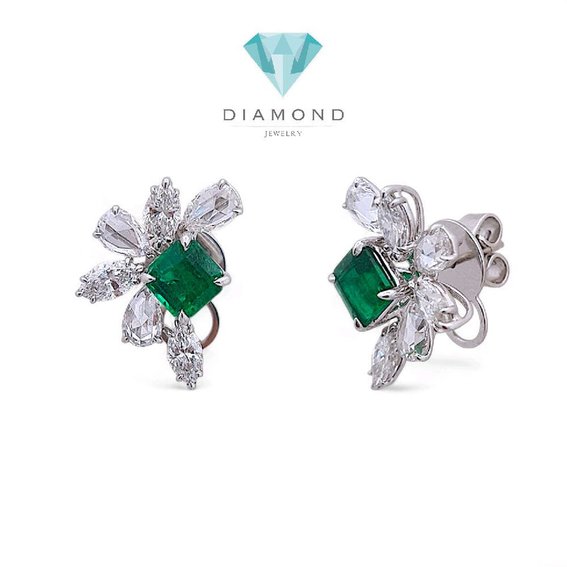 Leaf Emerald Diamond Earring 18K / Anting Berlian Emerald Daun 18K / Diamond Jewelry 20BA7000VN-HT