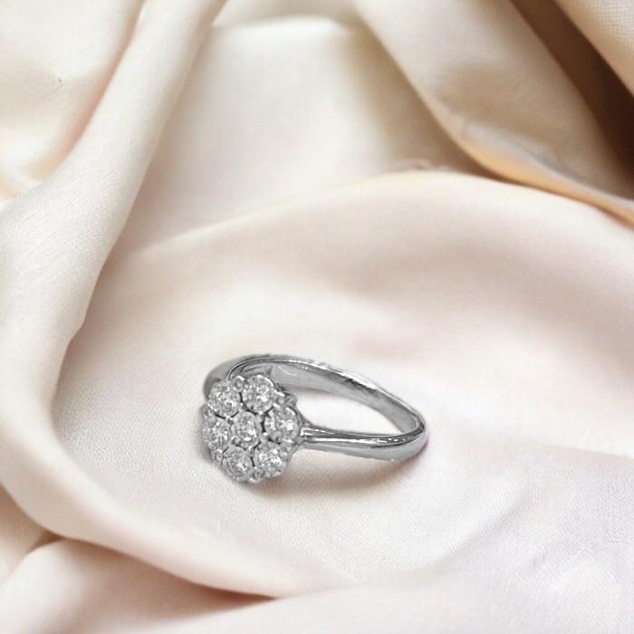 Fleur diamond ring 18k white gold-Diamond Jewelry