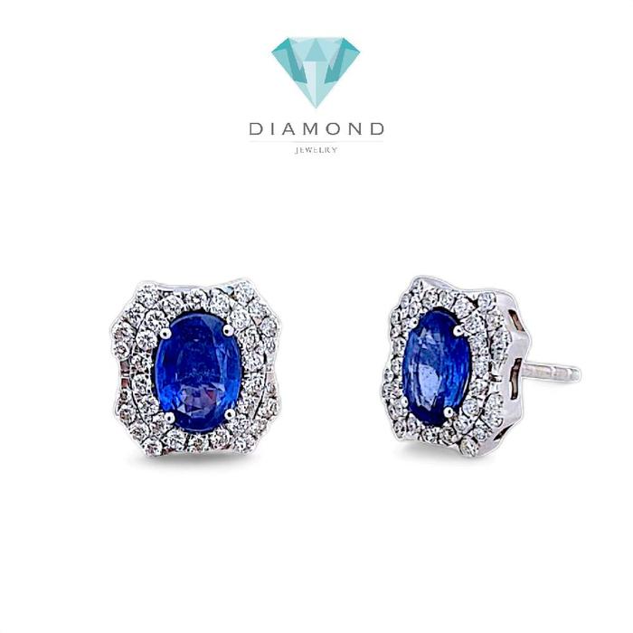 Blue Sapphire Diamond Earring 18K / Diamond Jewelry