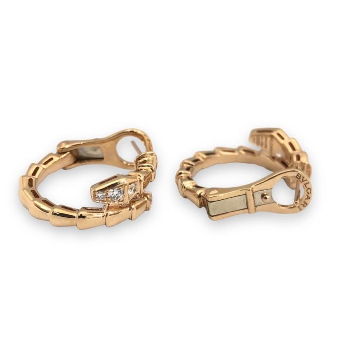 Ulo diamond earring hoop 18k rose gold serpent-Diamond jewelry