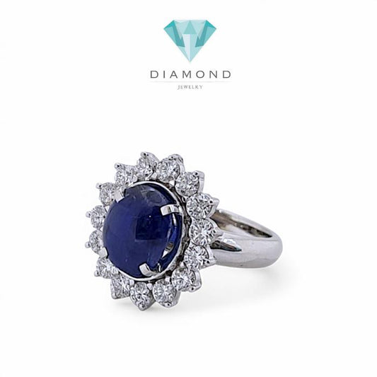 Blue Sapphire Diamond Ring 18K / Diamond Jewelry