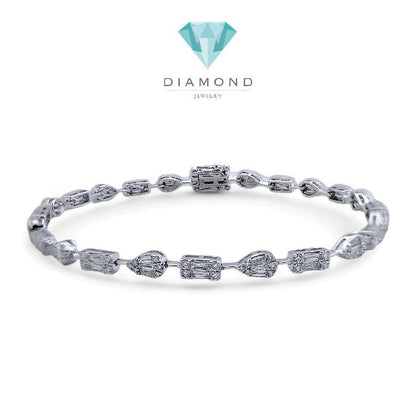 Multishape Baguette Diamond Bracelet 18K / Gelang Berlian Multishape Baguette 18K / Diamond Jewelry 404GB1860PRLS - HT