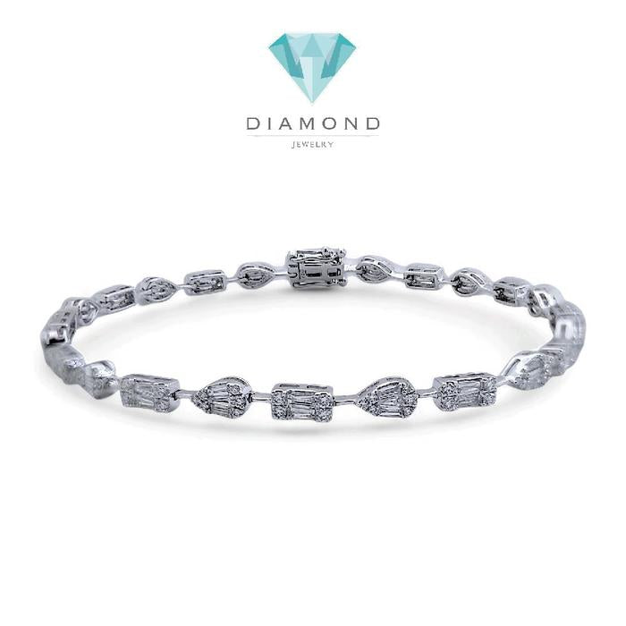 Multishape Baguette Diamond Bracelet 18K / Gelang Berlian Multishape Baguette 18K / Diamond Jewelry 404GB1860PRLS - HT