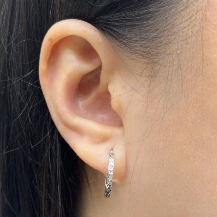 Hoop anting emas bulat Earring 18k white gold-Diamond Jewelry