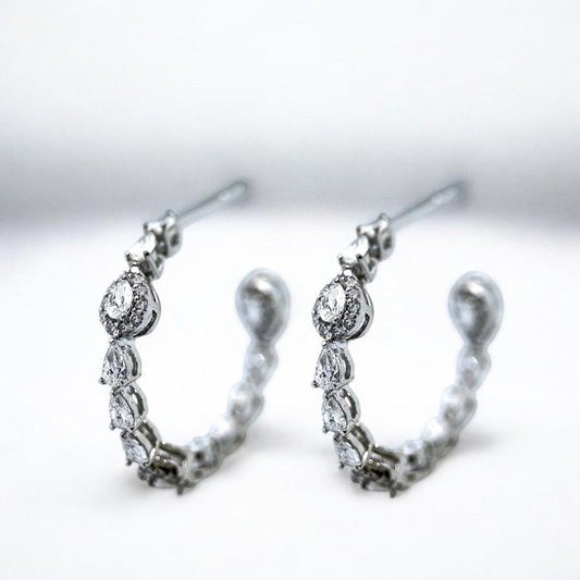Hoop Tear Earring Diamond 18K-Diamond Jewelry-1AB3120AN-HT