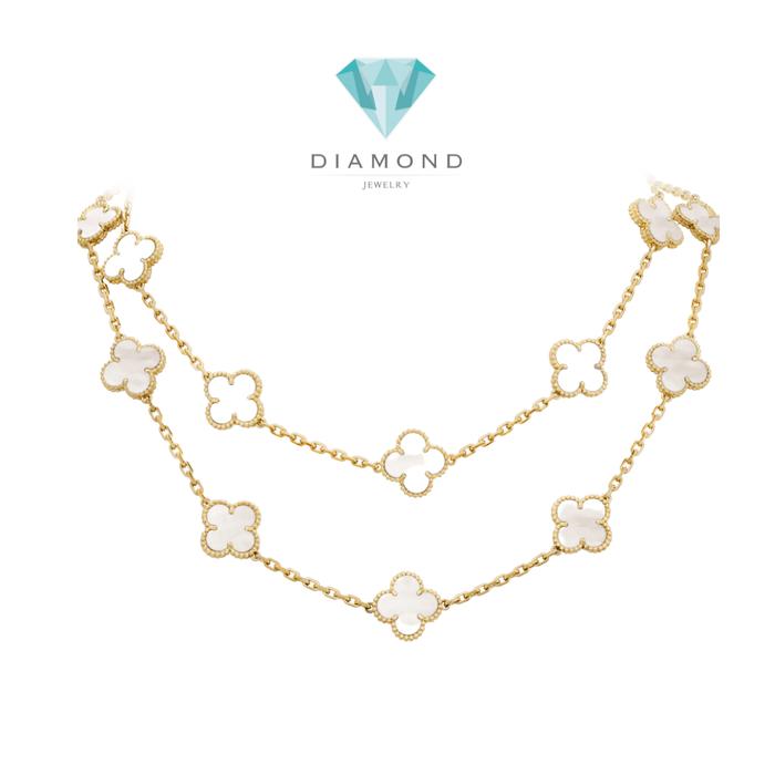 Vc necklace clover long mop/charnelianlobg  20 clover 18K gold Diamond Jewelry