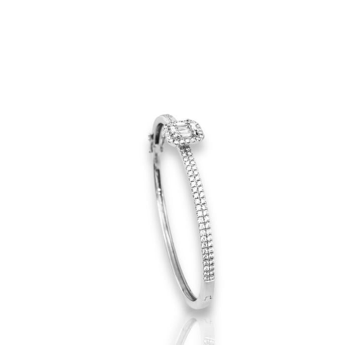Baguette Half Diamond Bangle 18K Diamond Jewelry-1GBKV11300WP-HT