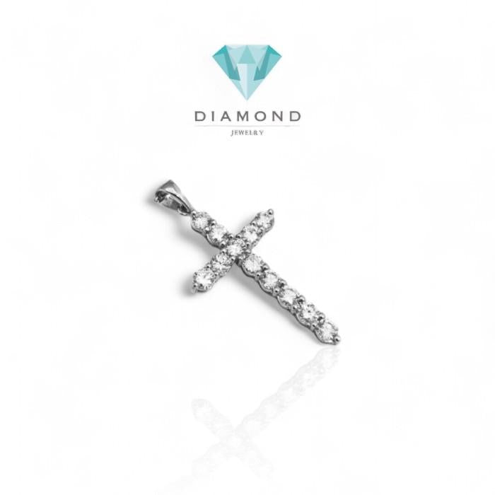 Solitaire Illusion Diamond Cross Pendant 18K