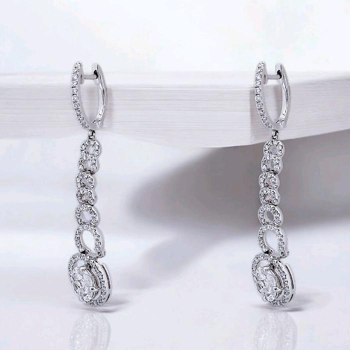 Earring spiral esperansa diamond 18k white gold-Diamond Jewelry