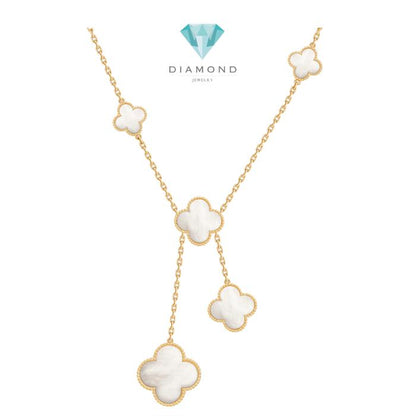 Magic Pearl Clover Necklace 6 Motif Clover 18K Gold Diamond Jewelry-10KBD1587AB-HT