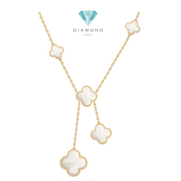 Magic Pearl Clover Necklace 6 Motif Clover 18K Gold Diamond Jewelry-10KBD1587AB-HT