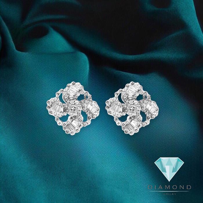 Anting berlian tapper bunga 18k-diamond jewelry