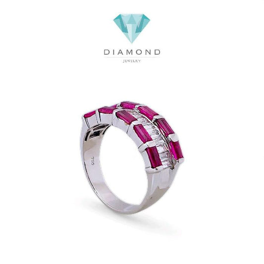 Ruby Baguette Diamond Ring 18K / Diamond Jewelry 9BC10800RB
