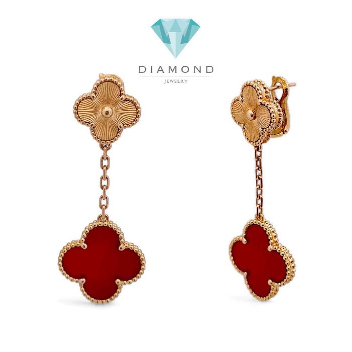Long Clover Red Charnelian Earring 18K / Diamond Jewelry 384ABD1627RY-HT