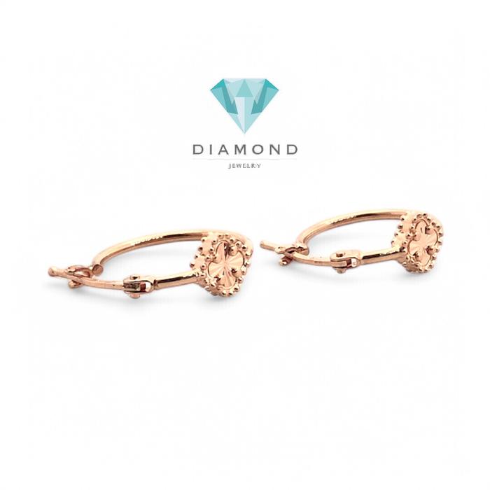 Anting Mas Clover Rose Gold 750K-Diamond Jewelry