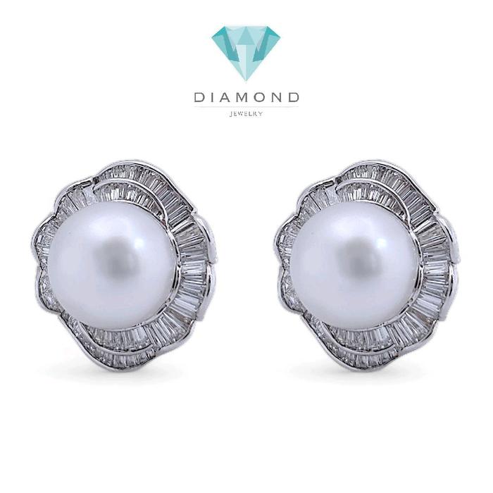 Flower Pearl Diamond Earring 18K / Diamond Jewelry 1AMKV215000WP-HT