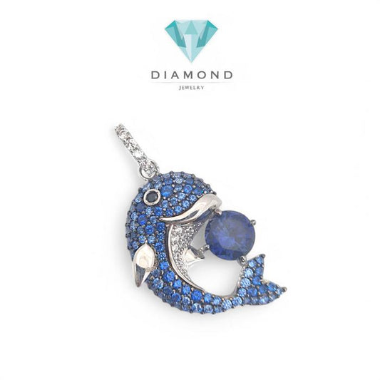 Liontin Mas dolphin swarozky blue saphire / liontin dolphin biru emas 18K-Diamond Jewelry