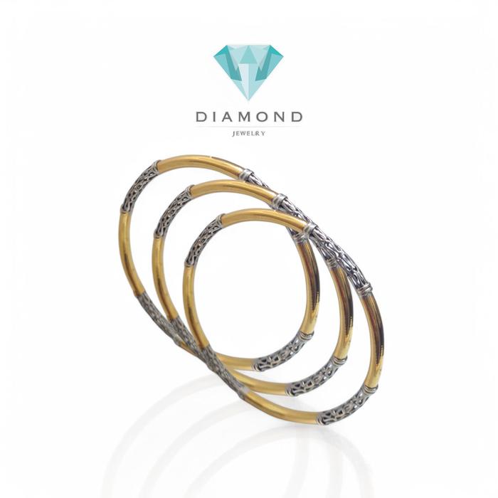 Gelang Emas Keroncong 2 Warna 22K-Diamond Jewelry-400GMSLS-HT
