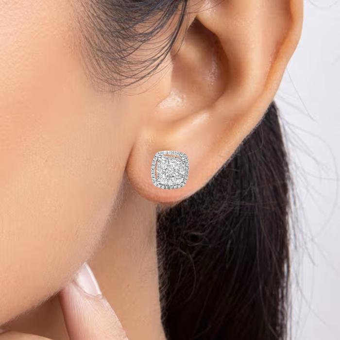 Cushion diamond earring 18k-Diamond Jewelry