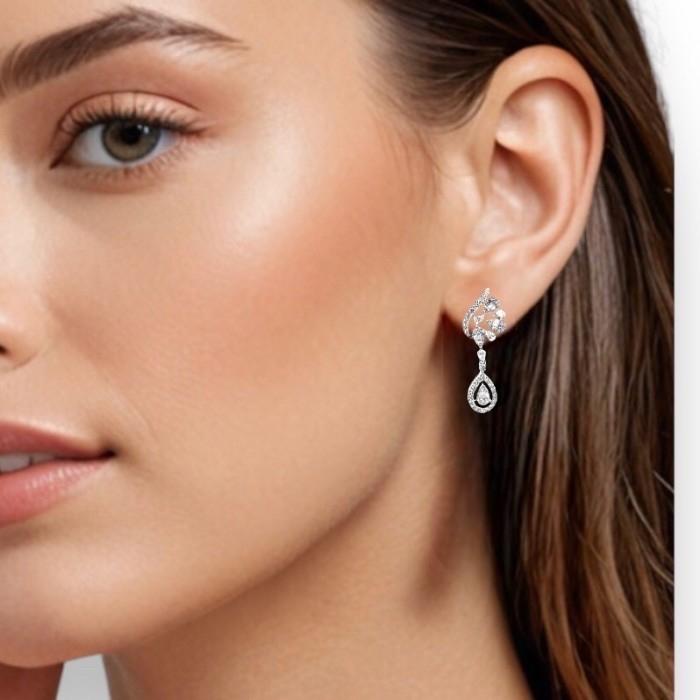 Anting diamond  Pear Fleur Bunga/Diamond Earring fleur 18k-Diamond Jewelry