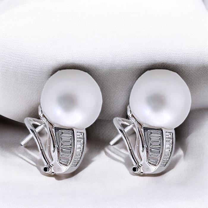 Pearl Diamond Earrings 18K / Diamond Jewelry