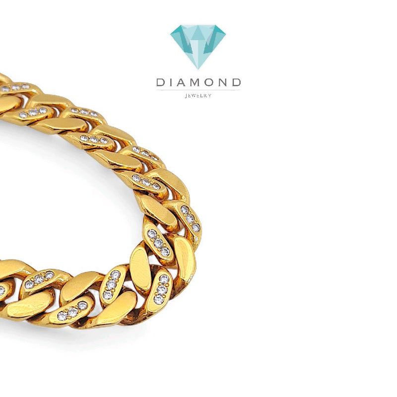 Cuba Diamond Bracelet 17K / Gelang Berlian Sisik Naga 17K / Diamond Jewelry 64258SM