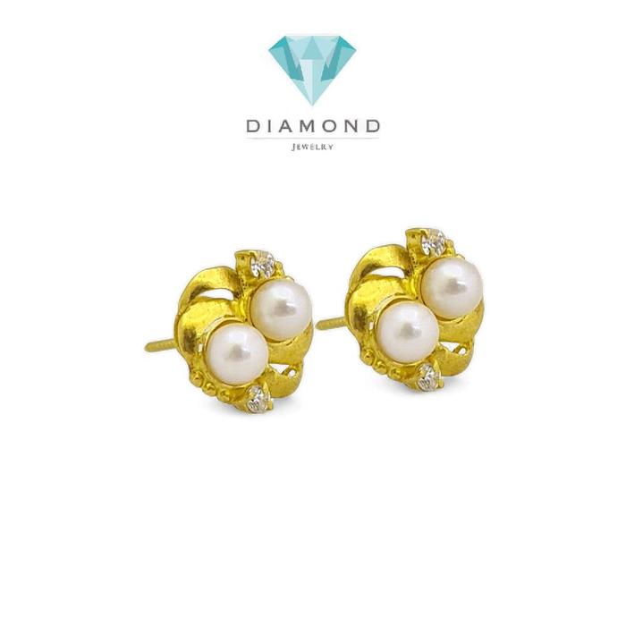 Anting Mas Mutiara 23K-Diamond Jewelry-311AMSWP4