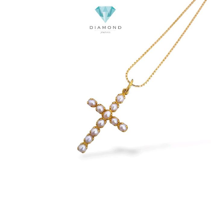 Pearl Of Cross Pendant 23K / Liontin Salib Mutiara 23K / Diamond Jewelry / 211LMSWP3