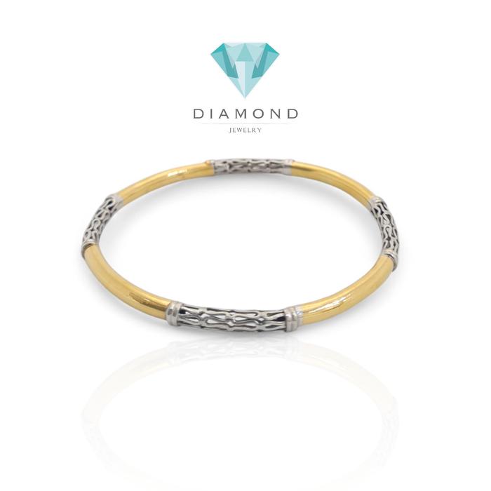 Gelang Emas Keroncong 2 Warna 22K-Diamond Jewelry-400GMSLS-HT