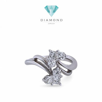 Double Heart Diamond Ring 18K / Diamond Jewelry