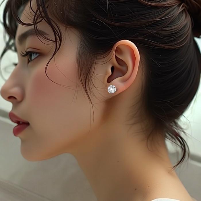 Diamond Solitaire illusion flower earring -Anting berlian utuh solitaire- anting berlian asli 18k-Diamond Jewelry