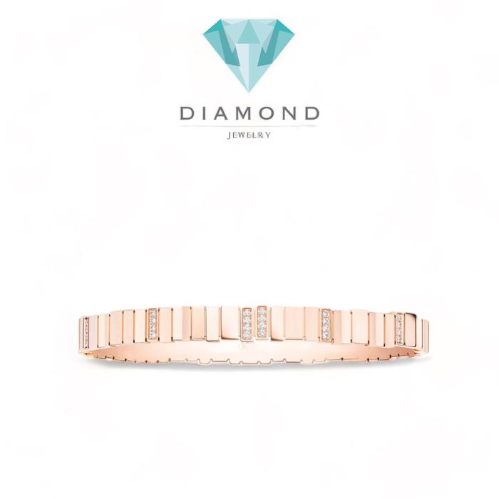 Bamboo diamond bangle bracelet 18k rose gold dr-Diamond Jewelry