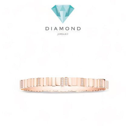 Bamboo diamond bangle bracelet 18k rose gold dr-Diamond Jewelry