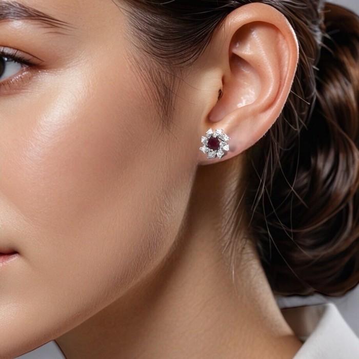 Ruby Diamond Earrings 18K