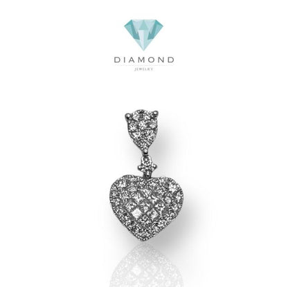 Heart pear Pave Diamond Pendant 18K gold-Diamond Jewelry