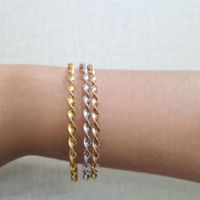 Gelang Emas Keroncong Ulir 3 Warna 22K-Diamond Jewelry-403GMSLS-HT