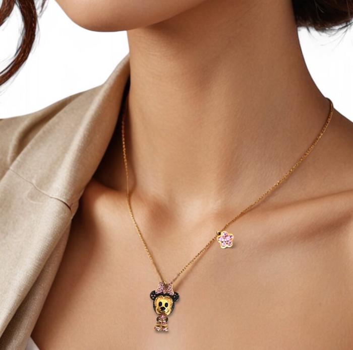 Kalung Liontin mickey mouse Berlian 18K/ Minnie mouse diamond necklace 18k-Diamond Jewelry