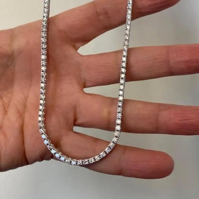 Tennis necklace diamond round 18k 8ct-Diamond Jewelry