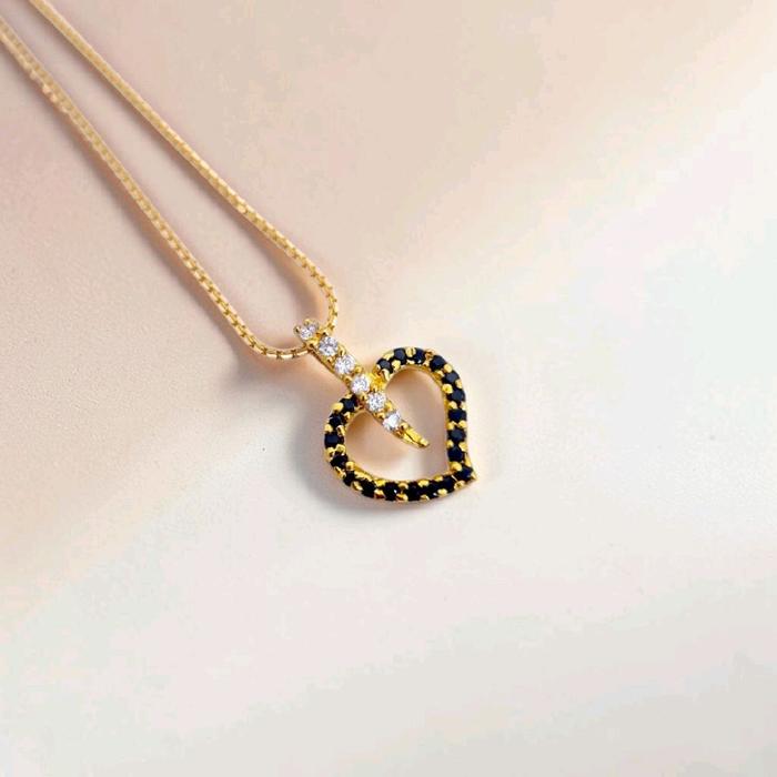 Black Heart Gold Pendants 23K / Diamond Jewelry / 171LMSWP2